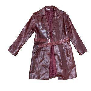 Vintage Zapping Burgundy Leather Coat Made In Italy Size Small